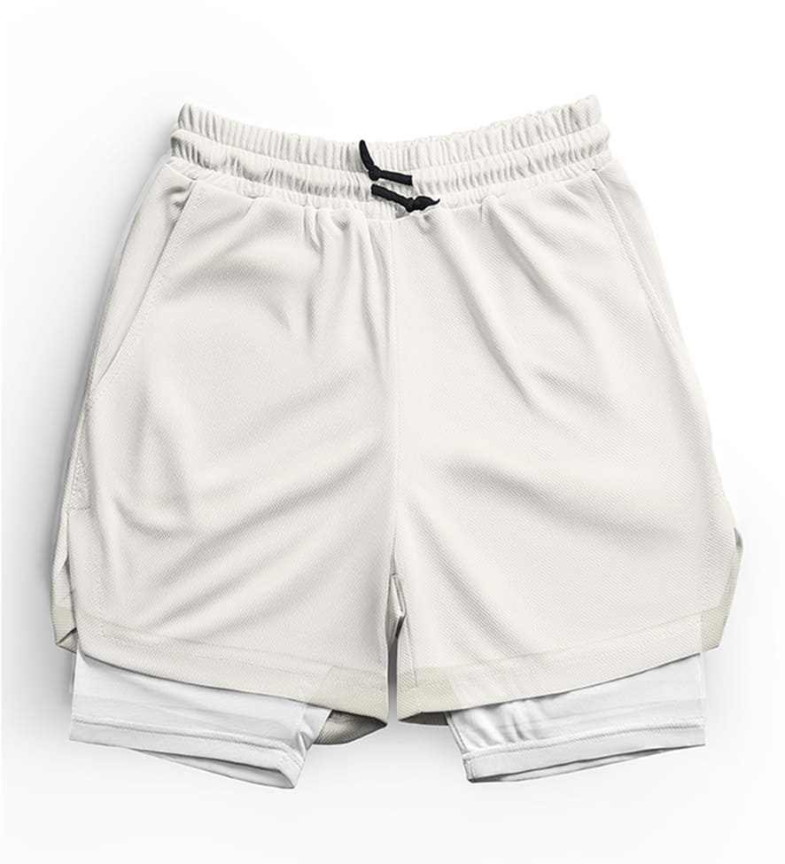 Shorts Compressão 2 em 1 - BRANCO BÁSICO